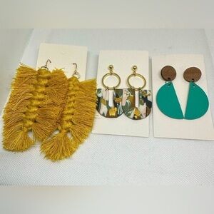 Lot 3 Sets Boutique Earrings - acrylic- faux leather